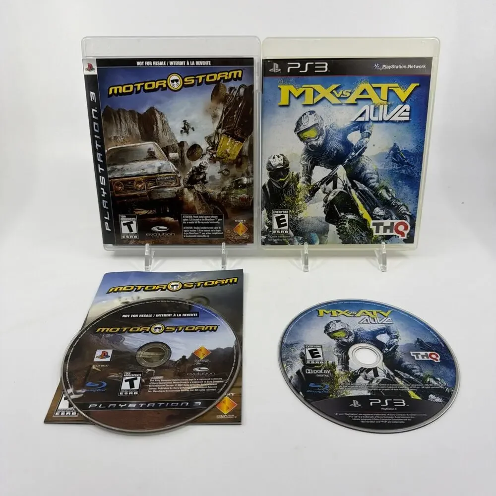 PS3 Racing Game Lot of 2 MX vs ATV Alive & MotorStorm PlayStation 3 Tested
